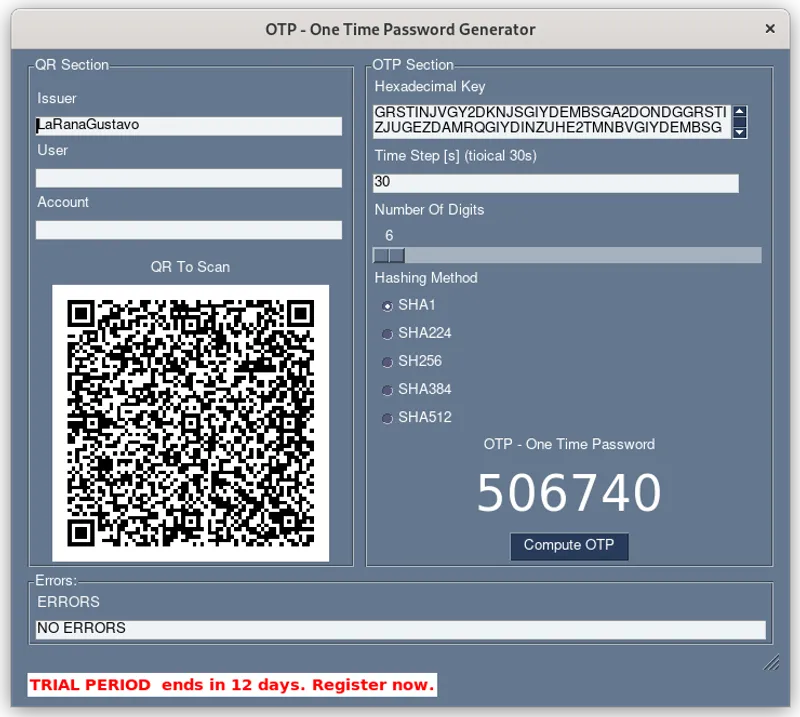 OPT - One Time Password Project Screenshoot